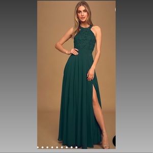 Emerald Green Lace Maxi Dress- perfect for Holiday dress